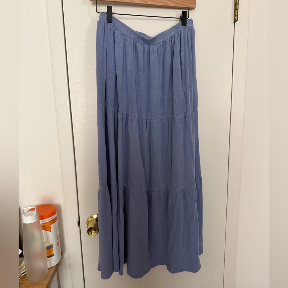 Sundry Blue Tiered Maxi Skirt for Casual Resort Wear